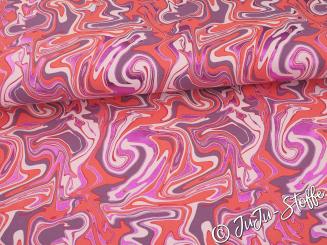 French Terry Foliendruck magenta 