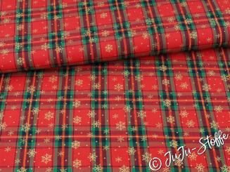 Baumwolle Karo Glitzereiskristalle rot 