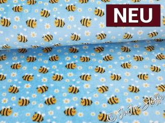 Kuschelfleece Bienen blau Oeko-Tex® 
