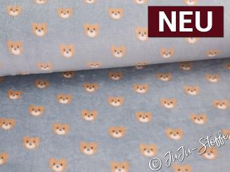 Kuschelfleece Bär grau Oeko-Tex® 
