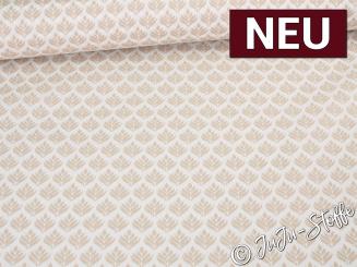 Baumwolle beschichtet Blätter weiß/taupe 