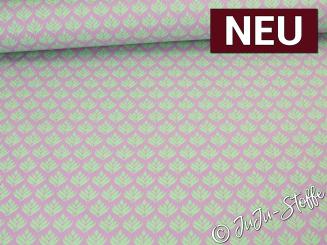 Baumwolle beschichtet Blätter lila/mint 