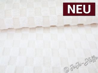 Kuschelfleece Schachbrett uni ecru 