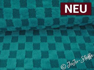Kuschelfleece Schachbrett uni petrol 
