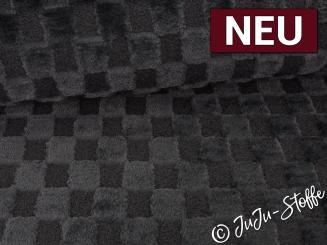 Kuschelfleece Schachbrett uni schwarz 