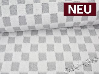 Kuschelfleece Schachbrett uni grau 