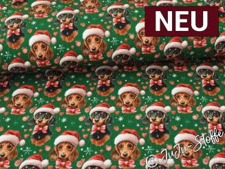 French Terry brushed Christmas Dogs Oeko-Tex® 
