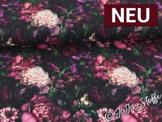 French Terry purple Flowers Oeko-Tex® 