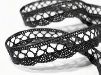 Klöppelspitze, 18mm breit, schwarz 