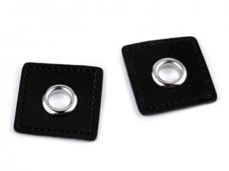 Kunstleder Öse Quadrat 8mm Patches schwarz / silber 