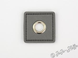 Kunstleder Öse Quadrat 8mm Patches grau / silber 