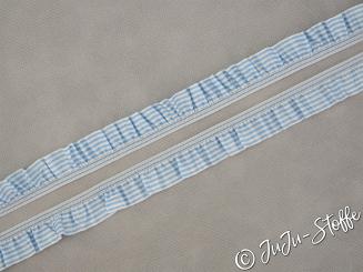 Rüschengummi hellblau gestreift 25mm 