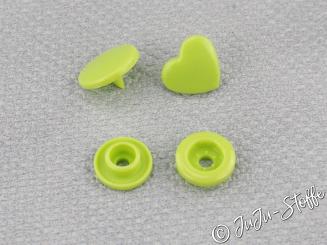 15er Set Kam Snaps Herzen hellgrün 