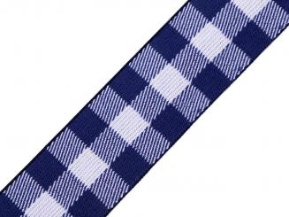 Gummiband Karo blau doubleface 40mm 