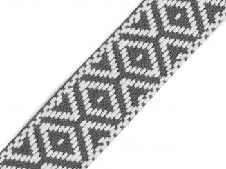 Gurtband Breite 38mm Rauten grau/creme 