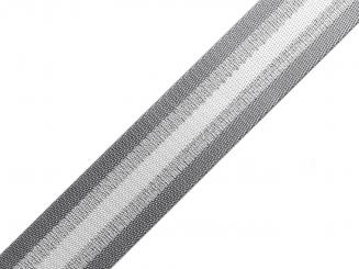 Gurtband mit Lurex grau Breite 38 mm Streifen 