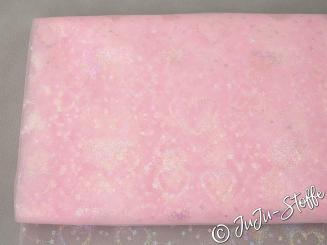 Tüll mit Glitzerherzen rosa 