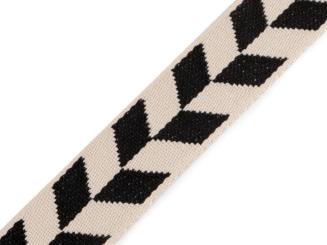 Gurtband Breite 38mm Fischgrät schwarz/creme 