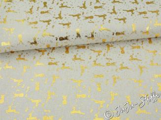 Baumwolle Rentiere gold leinenoptik 