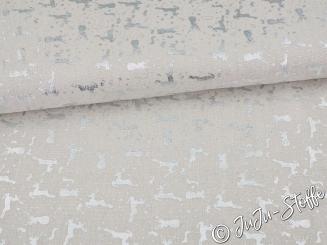 Baumwolle Rentiere silber leinenoptik 