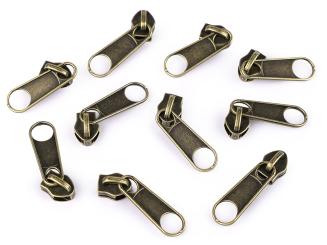 Zipper für Endlos-Reißverschluss 5mm altmessing 
