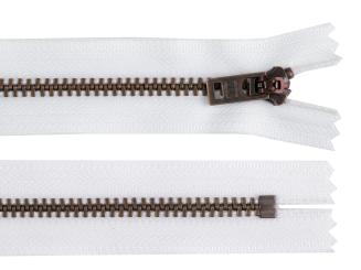 Altmessing Reißverschluss YKK 18cm weiß nicht teilbar 