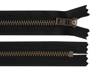 Altmessing Reißverschluss YKK 18cm schwarz nicht teilbar 