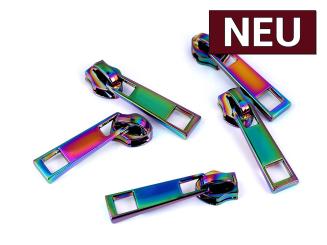 Zipper für Endlos Reißverschluss 5mm Regenbogen irisierend 