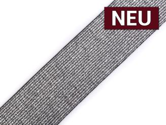 Gummiband Lurex schwarz/silber 40mm 