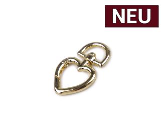 Karabiner drehbar Herz gold 15mm 