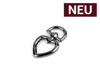 Karabiner drehbar Herz onyx 15mm 