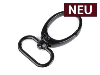 Karabiner drehbar mit Durchzug 25mm schwarz 