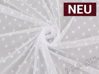 Tüll mit Punkten weiß 