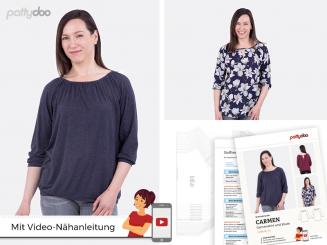 Papierschnittmuster Damenshirt und Bluse Carmen von pattydoo 