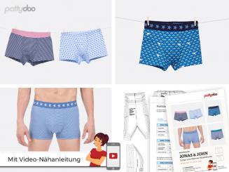 Papierschnittmuster Jungs und Männer Boxershorts Jonas & John von pattydoo 