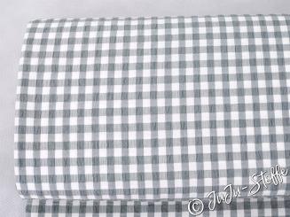 Baumwollmix Seersucker Karo grau Öko-Tex 