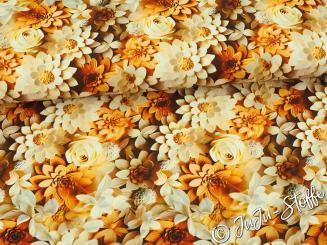 Viskose Jersey 3D Blüten braun Öko-Tex 