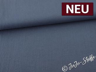 Baumwolle Seersucker uni denim Oeko-Tex® 