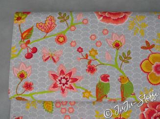 Baumwolle Flower Feelings grau Öko-Tex 