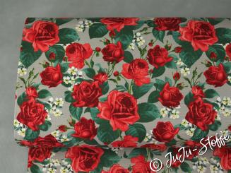 Canvas Rosen grau Öko-Tex 