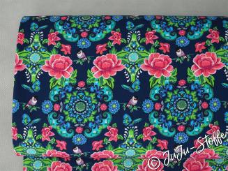 Baumwolle Popeline My Lovely Garden blau Öko-Tex 