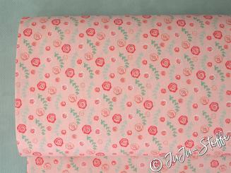 Baumwolle Popeline Rosenblüten rosa Öko-Tex 