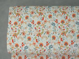 Ripp-Jersey Flowers weiß Öko-Tex 