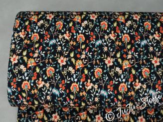 Ripp-Jersey Flowers marine Öko-Tex 