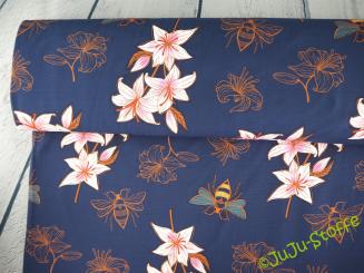 Bio-Jersey "Glow Lily" dunkelblau Hamburger Liebe GOTS 