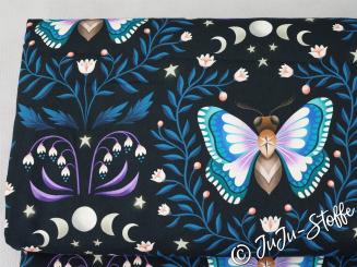 Baumwollsatin Midnight Luna Moth von Hamburger Liebe GOTS 