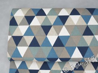 Canvas Dreiecke blau Leinenoptik 