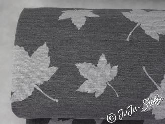 Jacquard Doubleface Ahornblätter grau 