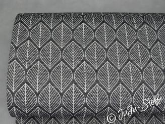 Jacquard Blätter Doubleface anthrazit 
