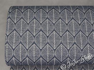 Jacquard Blätter Doubleface dunkelblau 